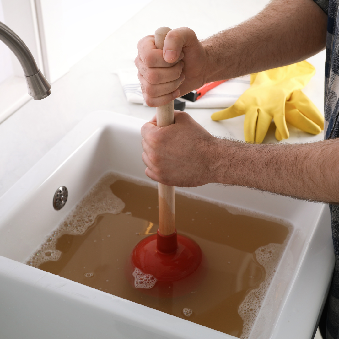 plunging dirty sink