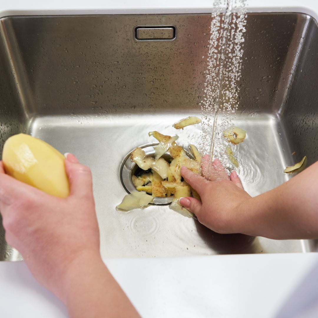 potato peels going down disposal