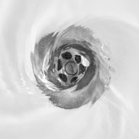 water draining in sink